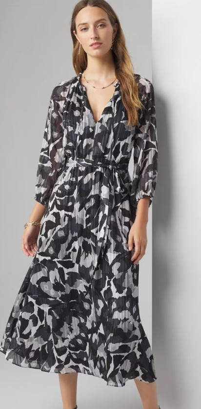 WHBM Long Sleeve Printed Midi Dress, $83.99 (was $170)