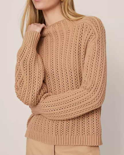 Ann Taylor Pointelle Mock Neck Sweater (3 colors) $76.30 (was $109)