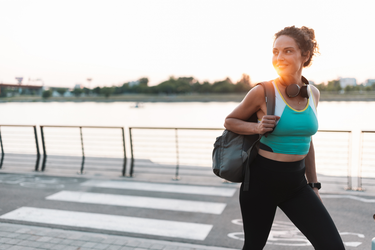 Woman post-workout, fit woman, exercise