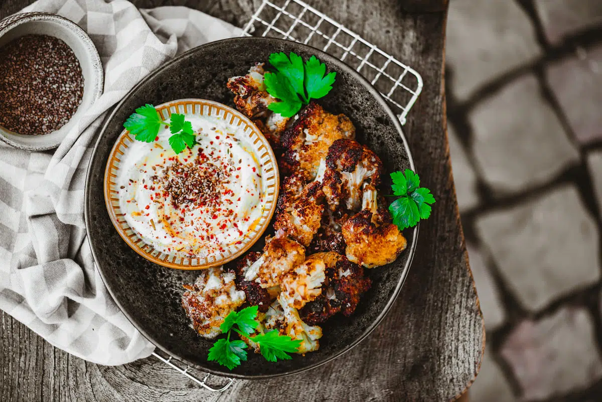Cauliflower Wings with Spicy Yogurt Dip