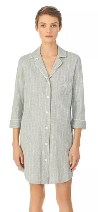 Lauren Ralph Lauren Knit Notch Collar Cotton Sleep Shirt, $62