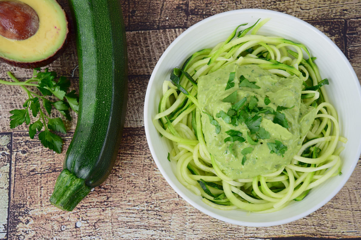 Zucchini Noodles with Avocado Pesto
