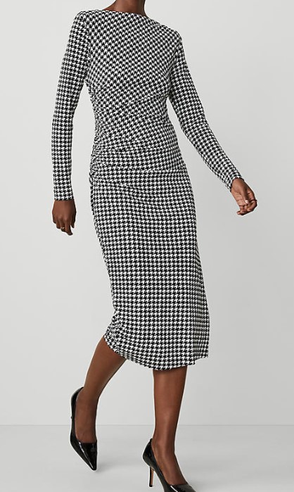 Ann Taylor Houndstooth Gathered Waist Column Sheath Dress, $139
