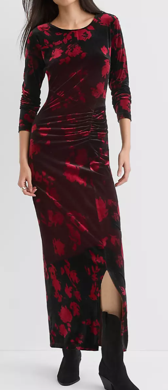 Loft Velvet Ruched Midi Dress $44 (was $110)