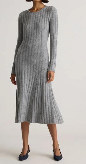 Quince Mongolian Cashmere Wide-Rib Midi Dress (3 colors), $149.90 (was $270)