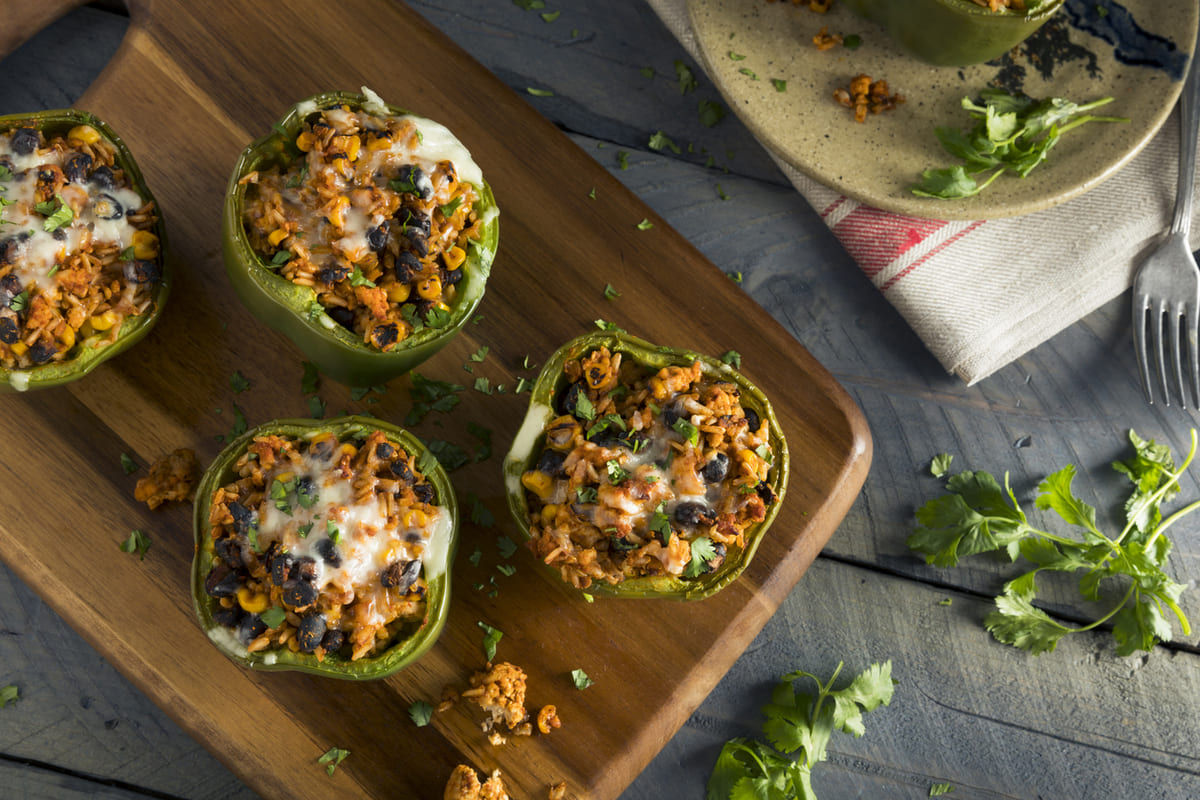 Quinoa & Black Bean Stuffed Bell Peppers