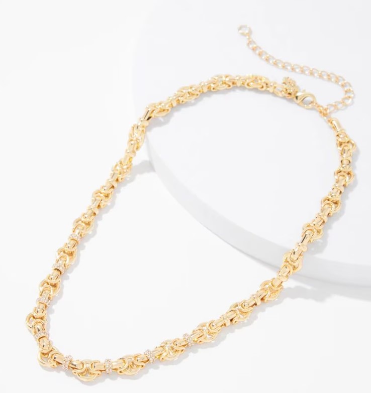 WHBM Gold Pave Chain Link Necklace, $44 (was $55)
