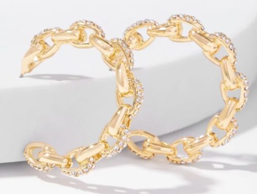 WHBM Gold Pavé Hoop Earrings, $32 (was $40)