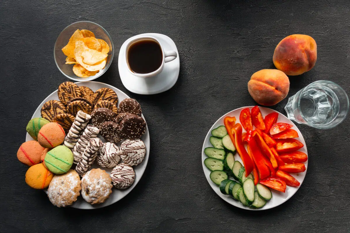 healthy vs unhealthy eating; mindful eating