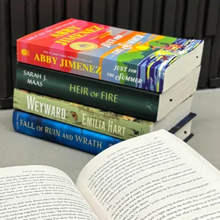 Stack of books for bookoutlet.com
