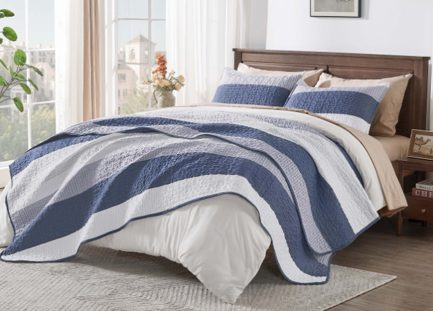 Bedspread & Coverlet Stripe Patchwork 3 Pieces Quilt Set, $54.99+
