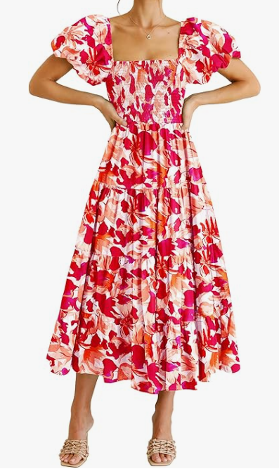 PRETTYGARDEN Casual Summer Midi Dress Puffy Short Sleeve (21 colors) $59.99