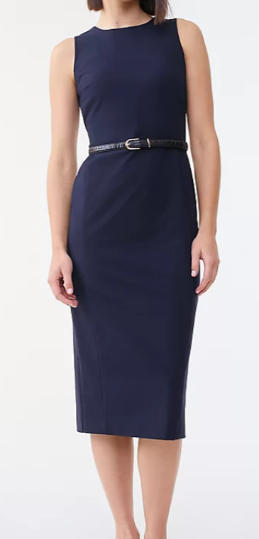 Ann Taylor The Belted Crew Neck Sheath Dress in Stretch $189