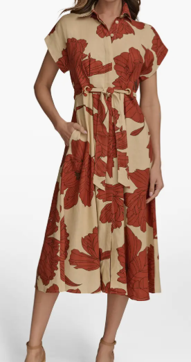 Donna Karan New York Drawstring Waist Linen Blend Shirtdress $119.40 (was $199.99)