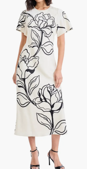 Maggy London Floral Short Sleeve Midi Dress (2 colors) $148