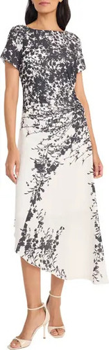 Maggy London Asymmetric Floral Print Dress