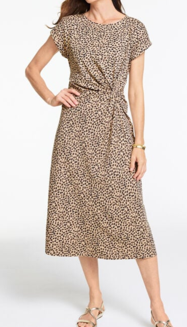 Talbots Ruched Jersey Dress - Tricolor Cheetah $129