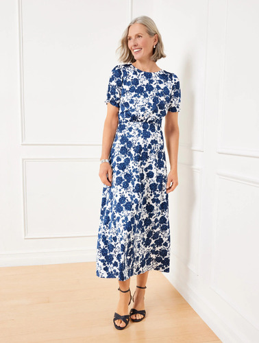 Talbots Blushing Rose Satin Midi Dress