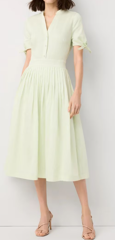 WHBM Tie-Sleeve Pleated Midi Dress, $180