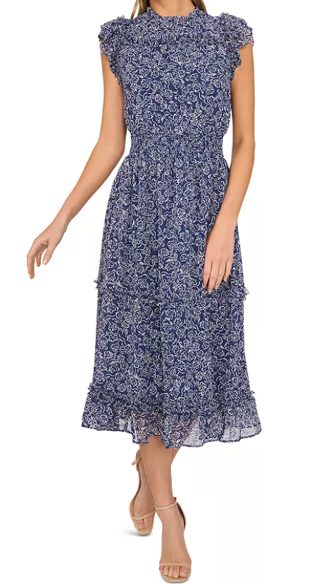CeCe Flutter Sleeve Smocked Midi Dress, $90.30 (was $129)