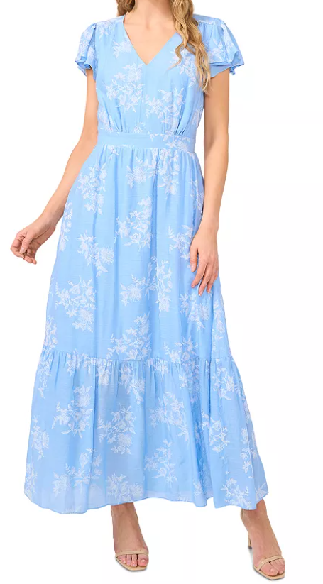CeCe V Neck Flutter Sleeve Maxi Dress, $69.30 (was $99)