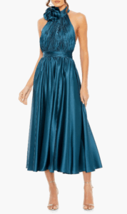 Mac Duggal Satin Halter Rosette Midi-Dress $398