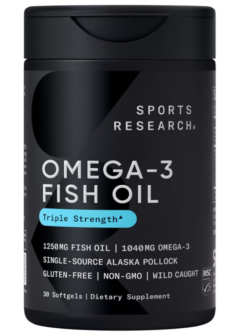 Sports Research Triple Strength Omega 3 Fish Oil Supplement, $16.95