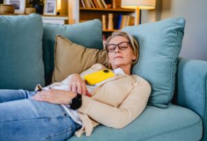 woman napping on the couch