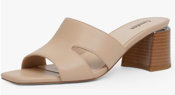Easy Fox Open Toe Heeled Mules Chunky Heel Sandals (3 colors), $32.99 (was $39.99)