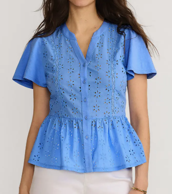 Lands' End Short Sleeve Mixed Media Eyelet Top (2 colors) $54.95