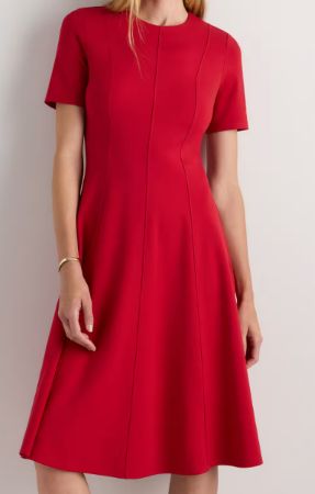 Quince Ultra-Stretch Ponte Short Sleeve Midi Dress