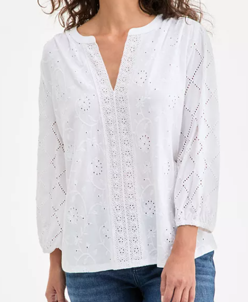 Style & Co. Women's Split-Neck Eyelet-Embroidered Top (4 colors) $59.50