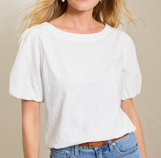 Tommy Bahama Eyelet Puff-Sleeve Lux T-Shirt $55.00 (was $110.00)