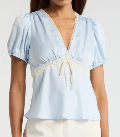 WAYF Puff Sleeve Peplum Top (3 colors) $32.97 (was $79.00)