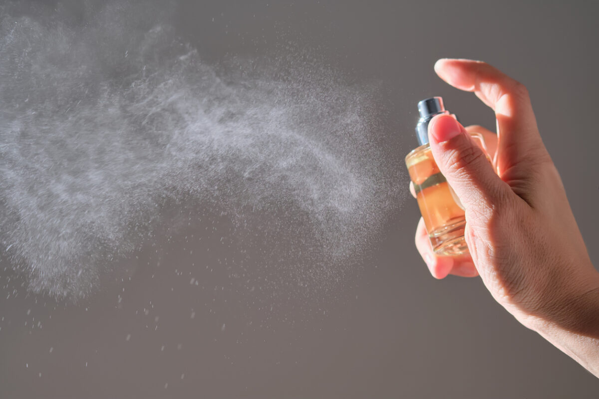 Spraying perfume