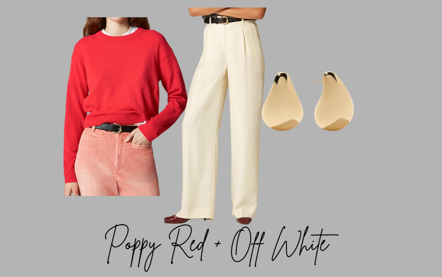Poppy Red and Off white