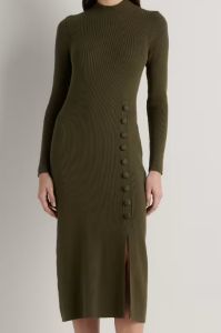 Quince Cotton Cashmere Side Slit Midi Dress