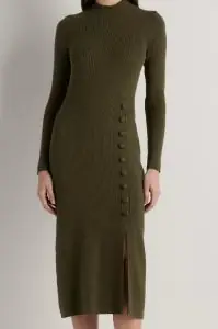 Quince Cotton Cashmere Side Slit Midi Dress