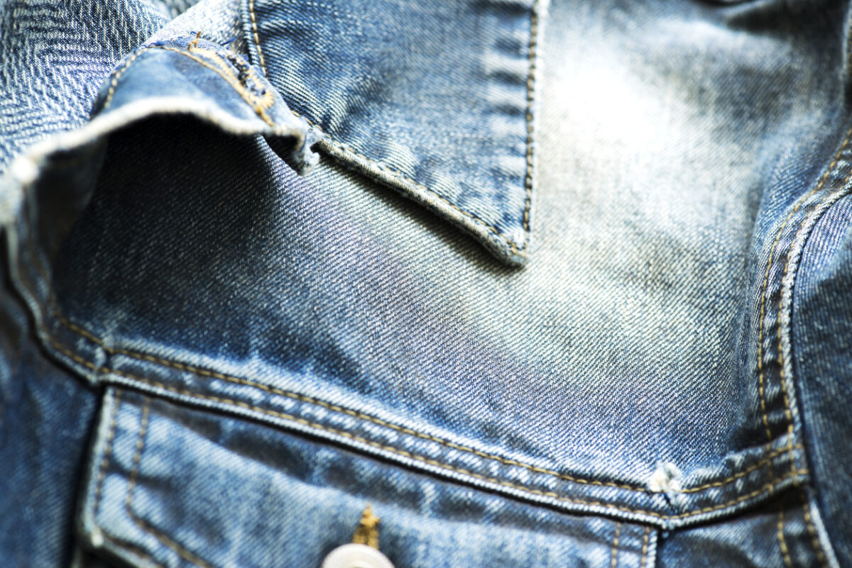 Collar detail of denim jacket