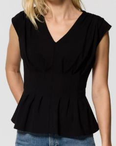 WHBM Ponte Peplum V-Neck Top