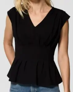 WHBM Ponte Peplum V-Neck Top