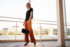 woman in soft, loose pants