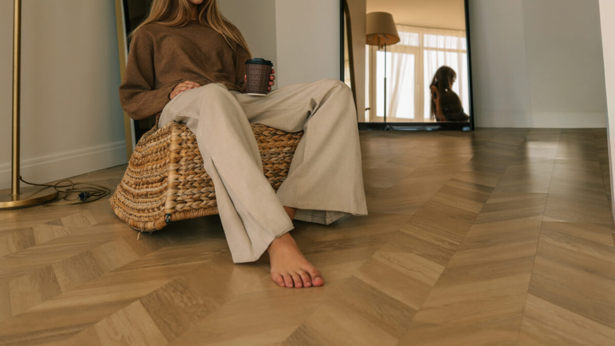 woman in soft, loose pants