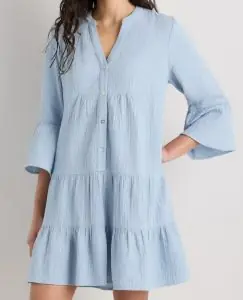 Quince Long Sleeve Cotton Gauze Dress